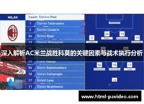 深入解析AC米兰战胜科莫的关键因素与战术执行分析